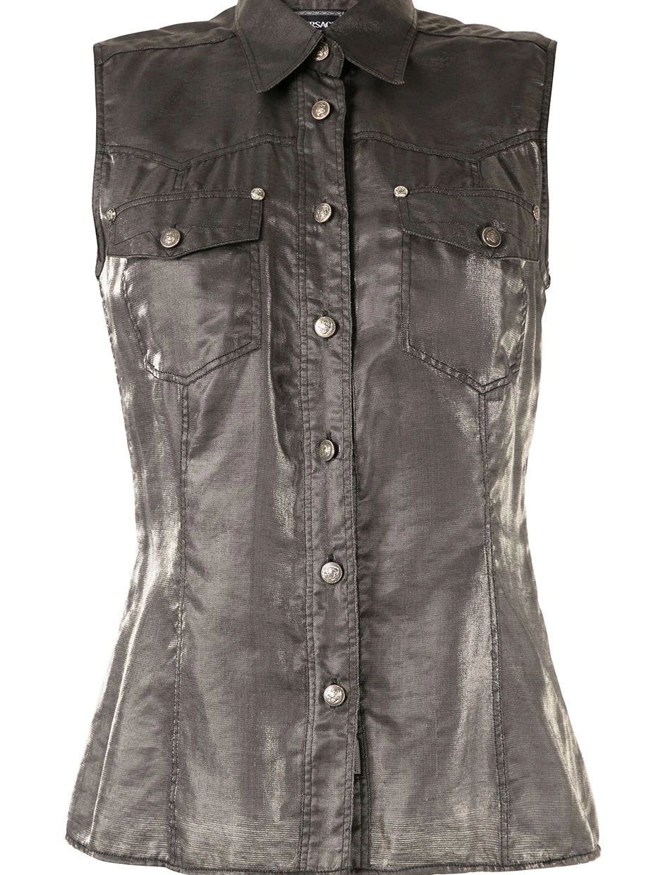 Women Versace sleeveless shirt metallic 0716